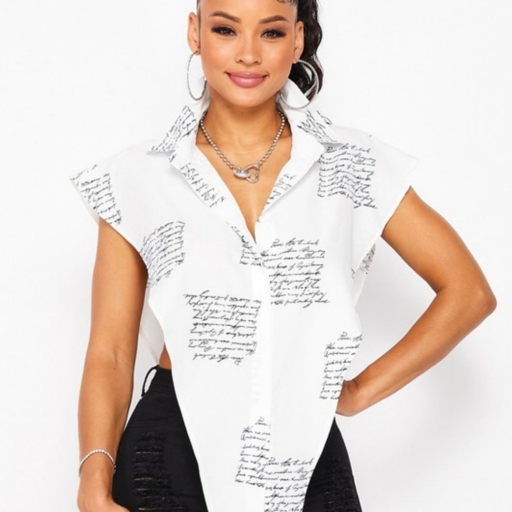 Printed Sleeveless Cut Out Top